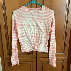 Pink VS XS lightweight long sleeve shirt. Pink and white. NWT.